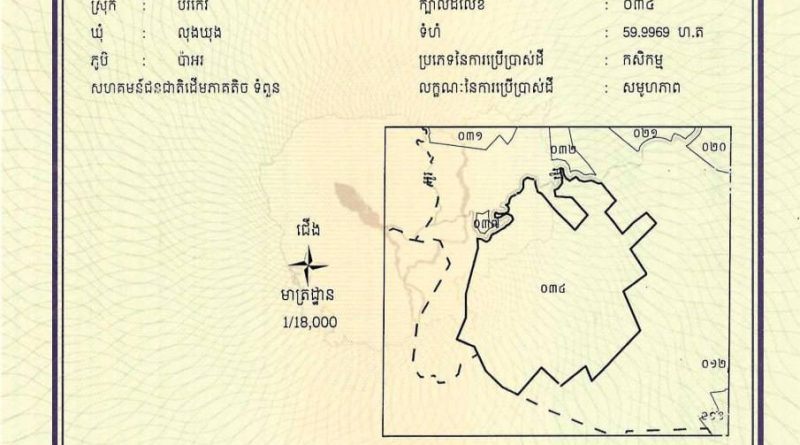 ដីសហគមន៍ជនជាតិដើមភាគតិចទំពួន មានទំហំ ៥៩.៩៩៦៩ ហិកតា ស្ថិតនៅភូមិប៉ាអរ ឃុំលុងឃុង ស្រុកបរកែវ ខេត្តរតនគិរីត្រូវបានចុះបញ្ជី